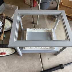 Freshly Refurbished Gray Accent Table