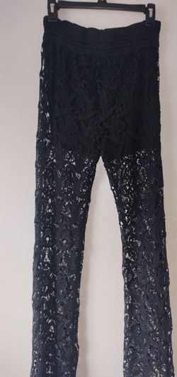 Black Crochet Lace Flare Pants