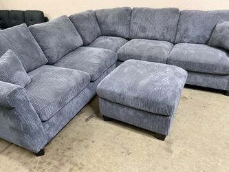GRAY IVORY BLACK SAGE DARK GRAY LIGHT GRAY Plush Corduroy 99x99 sectional sofa with ottoman $550 pick up / can deliver