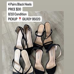 Size 8 ✨ 4 Pairs Black Heels — Bundle Deal!