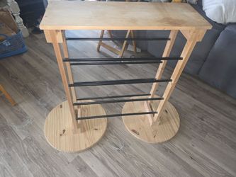 Hand crafted shoe rack.