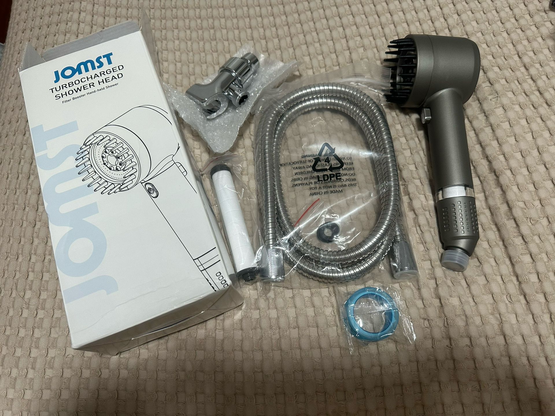 Jomst Turbocharged Shower Head Replacement Filter Booster Handheld Gray