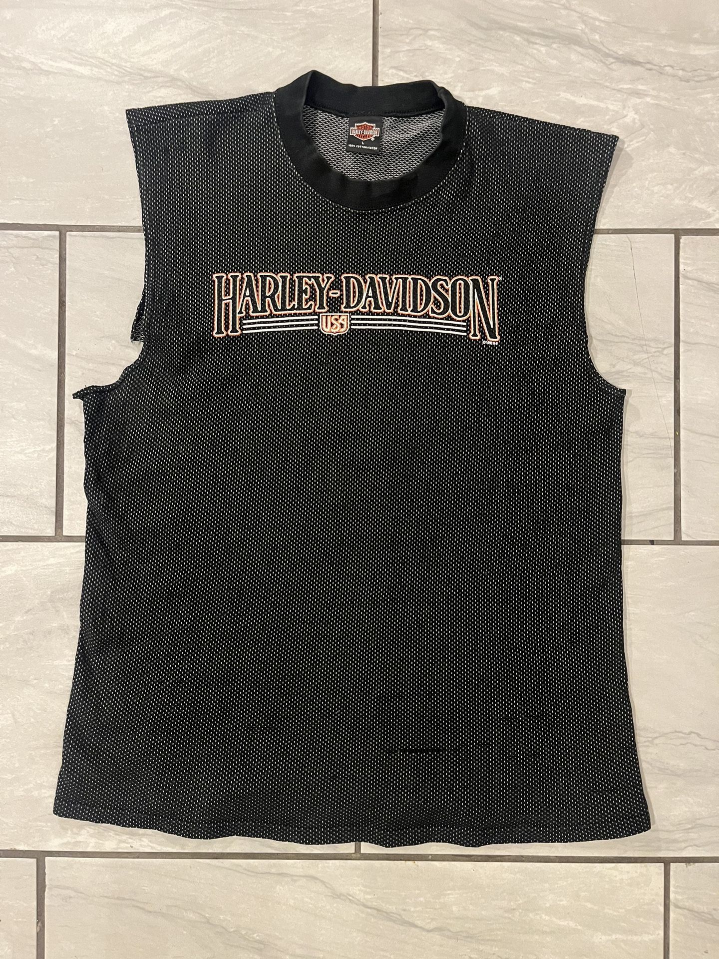 VINTAGE HARLEY DAVIDSON Black GRAY Tank Top Indiana 90s Large Jersey Knit 1998