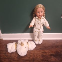 Unicorn Götz (Pottery Barn Kids)Doll With Sleepover Set