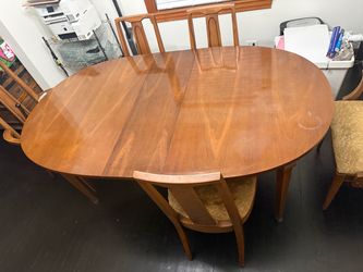 Mid-Century Modern Walnut Dining Table with Chairs