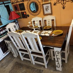 Reclaimed Wood Dining Table 7 Piece Set