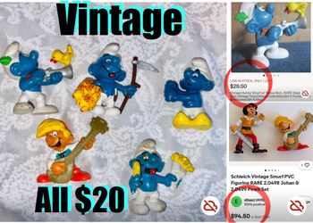 $20 for all 5 rare found vintage Smurf in great condition