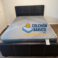 NEW BED FRAME QUEEN SIZE WITH MATTRESS AND BOX SPRING