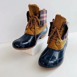 Brown and Blue Unbranded Rain Boots For Women size 11  NEW 