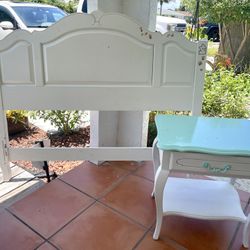 Vintage Ethan Allen Full Size Headboard and Night Table - Solid Wood