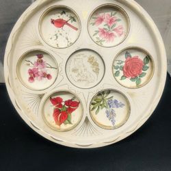 1960s Vintage Metal Disneyland California Souvenir Drink Tray Gold Tone Flowers
