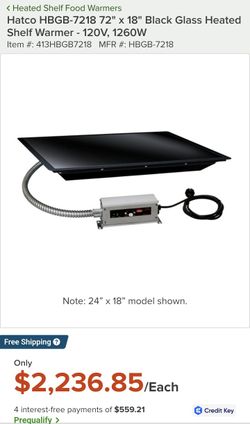 Portable Black Heated Glass Shelf 72"