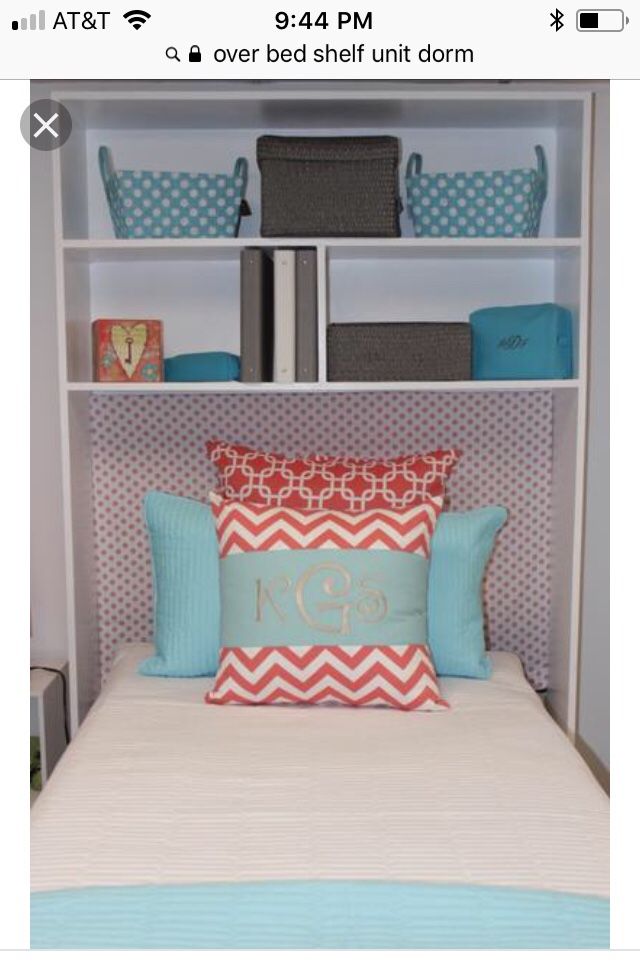 Dorm college behind bed white NEW shelf storage twin bed headboard