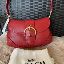 Coach Soho Flap Bag In Ruby Red Regenerative Glovetanned Leather CR699 NWT