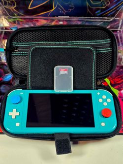 Nintendo Switch Lite Turquoise Bundle - Pokémon Case, 256GB SD Card & Upgraded Grips