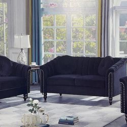 Black Soft Microsuede Three Piece Couch Set 