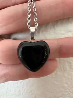 New, beautiful Black Obsidian Heart necklace. Shipping Available.