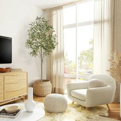 Freyalife Artificial Olive Tree (6FT) Indoor Faux Plants for Home Office Bedroom Living Room Decor, Fake Tall fig Potted for Housewarming Gift, Trees 