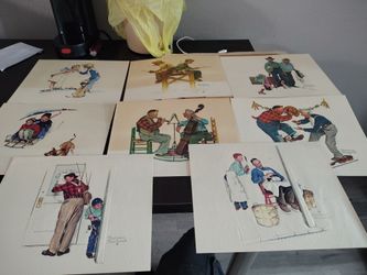Norman Rockwell Art Prints Set of 8