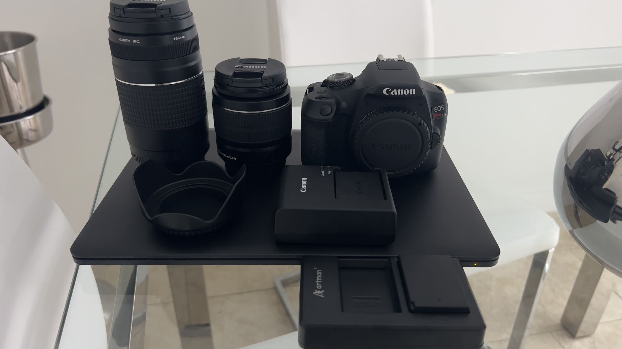 Canon EOS Rebel T7 And Dell Laptop