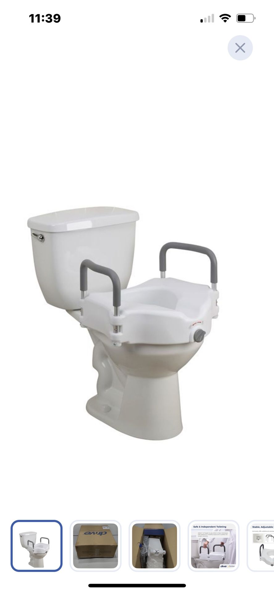 “New”Raised Toilet Seat W/padded Handles(retail$39)