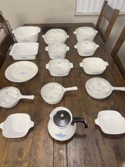 vintage corning ware blue cornflower set with lids