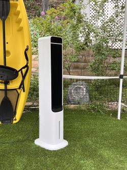 Evaporative Air Cooler - 41" Portable Cooling Fan Swamp Cooler with 4 Ice Packs and Remote, Quiet Bladeless Tower Fan Blow Cold Air, 120° Oscillation 