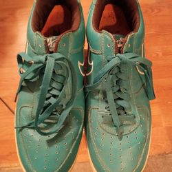 NIKE{air}TURQUOISE LEATHER LOW TOP LACE UP SHOES