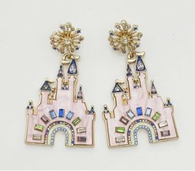 Baublebar fantasyland Walt Disney world 50th anniversary pink castle earrings