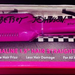 New Betsey Johnson Hot Pink Ceramic Tourmaline 1.5” Hair Straightener