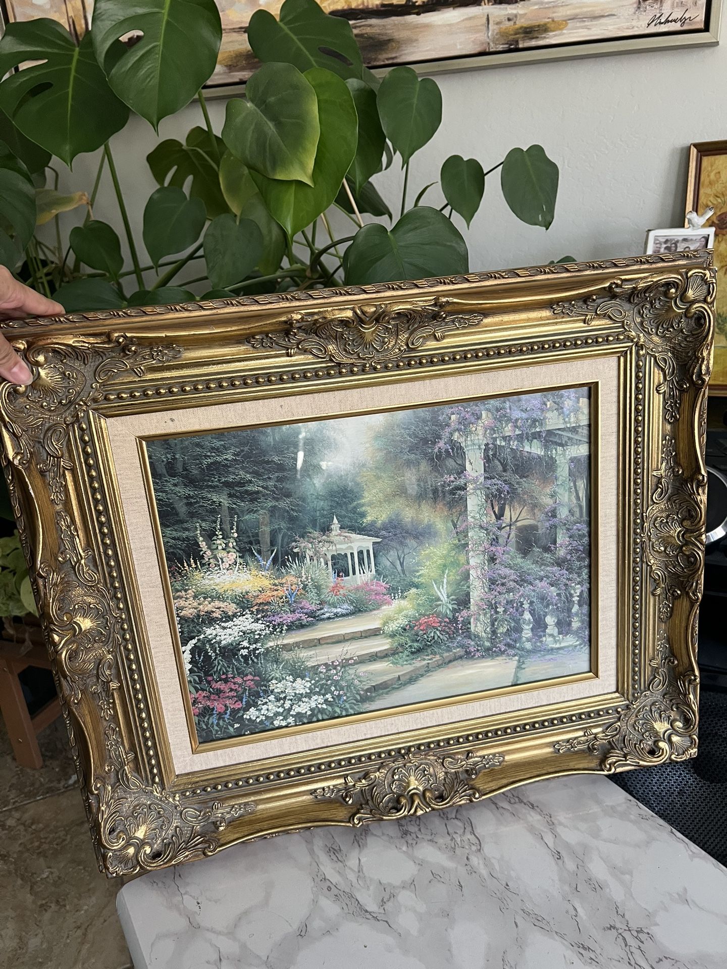 Vintage Floral Painting Prints in Gold Antique Framed Art 20x24in
