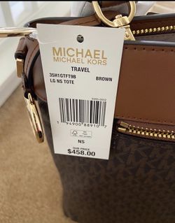 NWT Michael Kors Jet Set Travel Cindy Dome Crossbody Bag Logo Signature  Brown for Sale in Orlando, FL - OfferUp