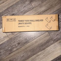 White & Gold Three Tier Wall Shelves (never opened)