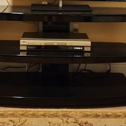 MAKE AN OFFER ~ Elegant Black Tempered Glass TV Stand w/3 shelves (Table Console) MAKE AN OFFER!!!!