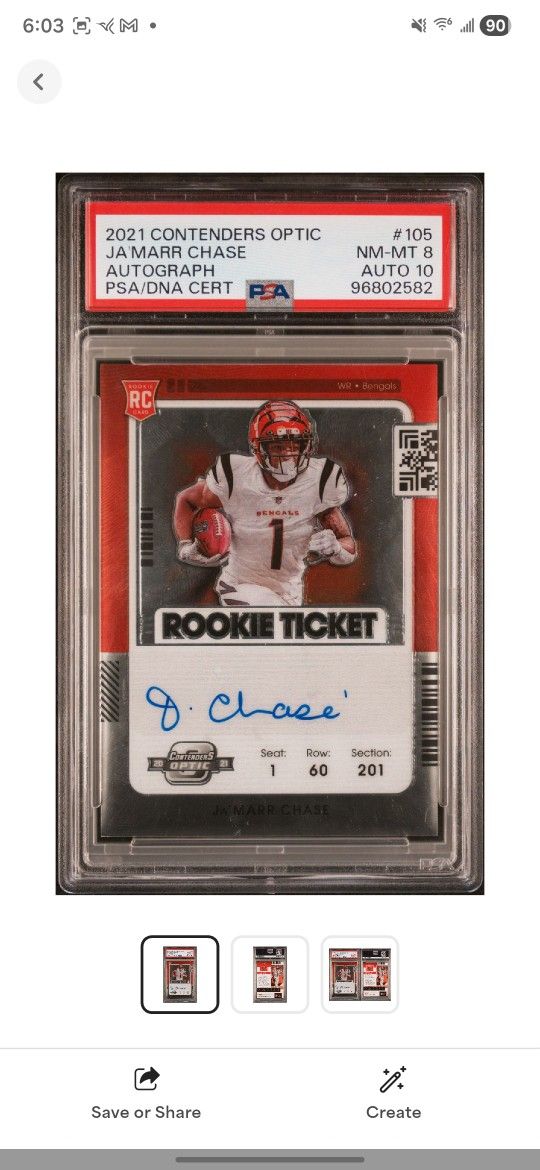 Jamar Chase Rookie On Card Auto