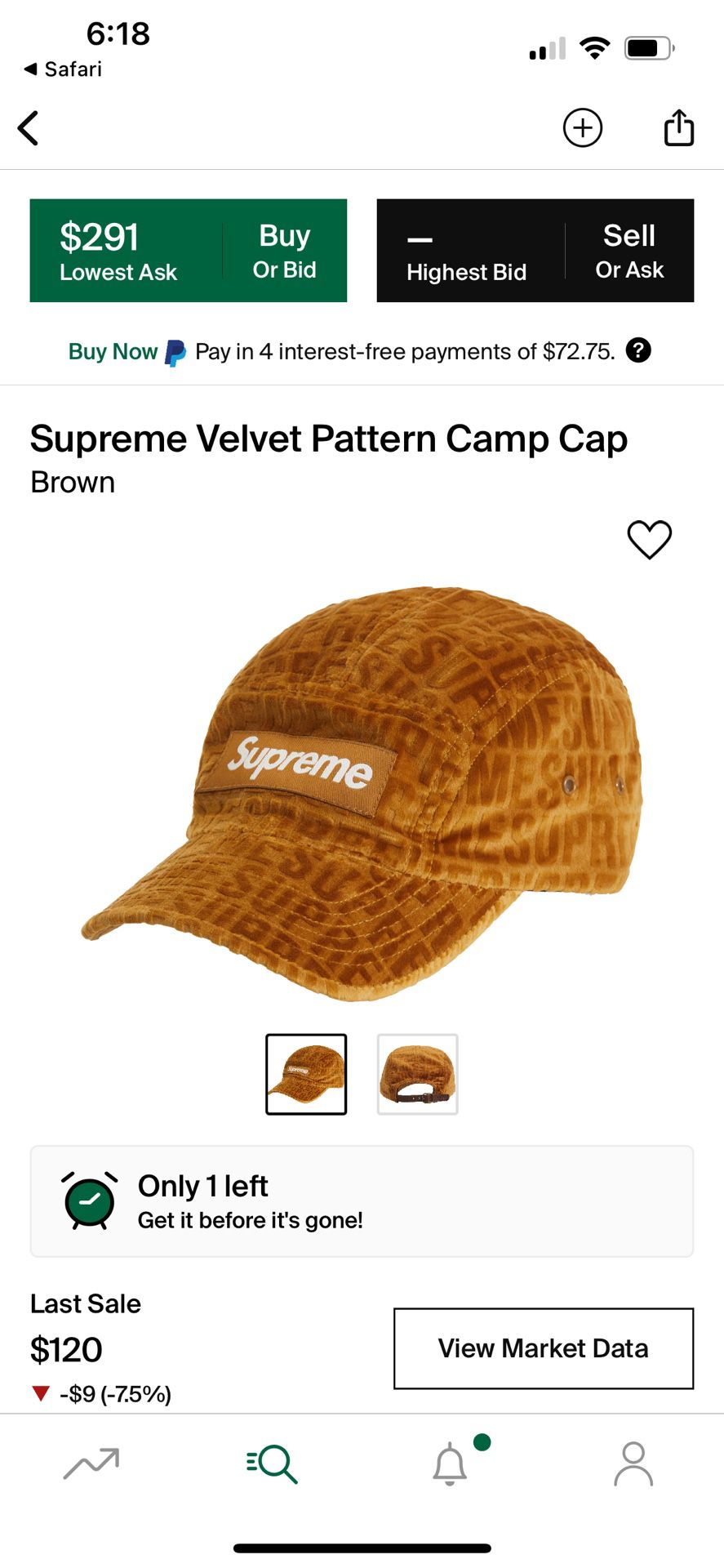 Supreme Velvet Pattern Camp Cap