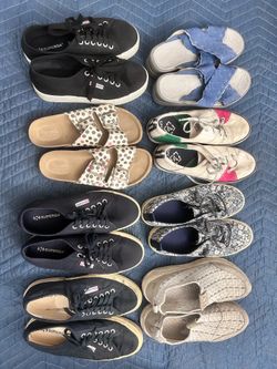 mixed/various women's size 8.5 US / 39 EU shoes. Slightly worn shoes, see soles. See photos for conditions. Pickup and cash only.