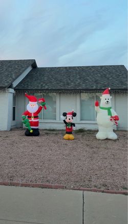Inflatable Santa, Mickey and Polar Bear