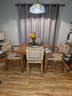 World Market Rattan wooden Chairs - Set of 4