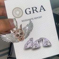  Moissanite Diamond Skull Pendant Rose Gold 