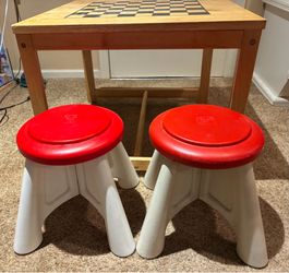 25x25x19 Solid Wood Kids’ Game Table with Stools