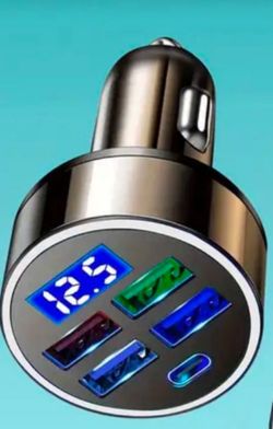 5-In-1 Car Fast Charger with Dual PD And QC3.0 Fast Charging, 4 USB Ports And 1 Type-C Ports