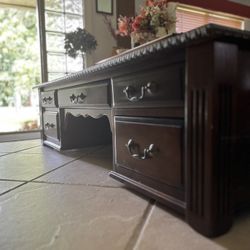 Beautiful Antique Solid Walnut Desk — Mahogany Finish