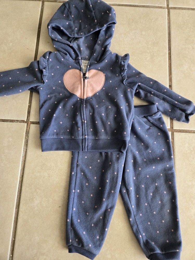 Carters Set Baby Girl Size 12 M Fleece 