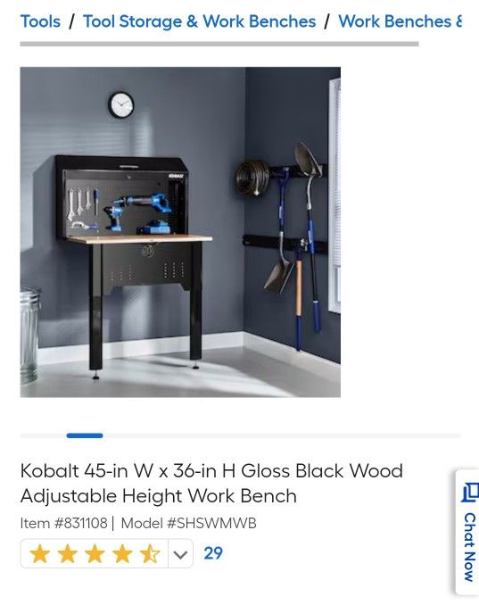 Set of 3 Workbench: Kobalt 45-in W x 36-in H Gloss Black Wood Adjustable Height Work Bench wall mount toolbox