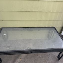 Metal With Glass Top End Table and Coffee Table