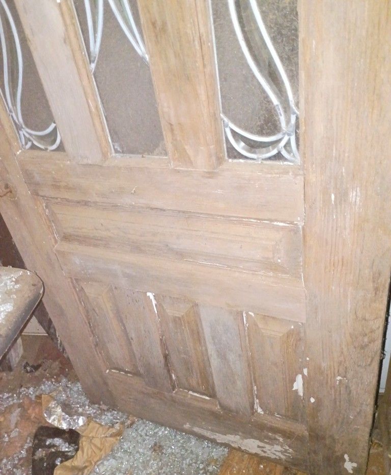 Antique Leaded Glass Door And Panel, Great Condition, No Damage
