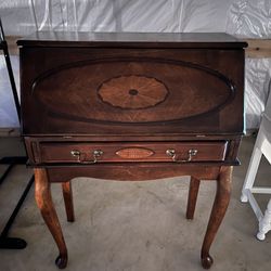 Solid Oak Secretary with Wood Drop Front Desk
