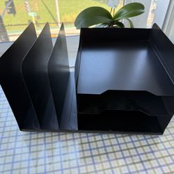 Black Metal Desk Organizer 15x11x9”