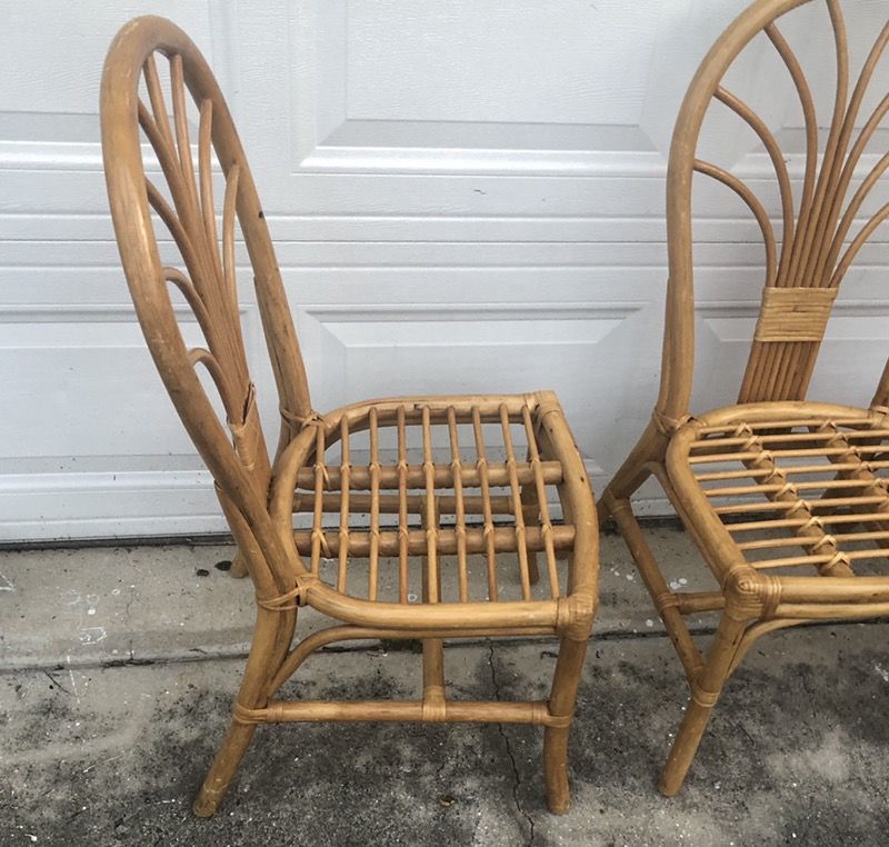 Set of (3) bamboo kitchen chairs
